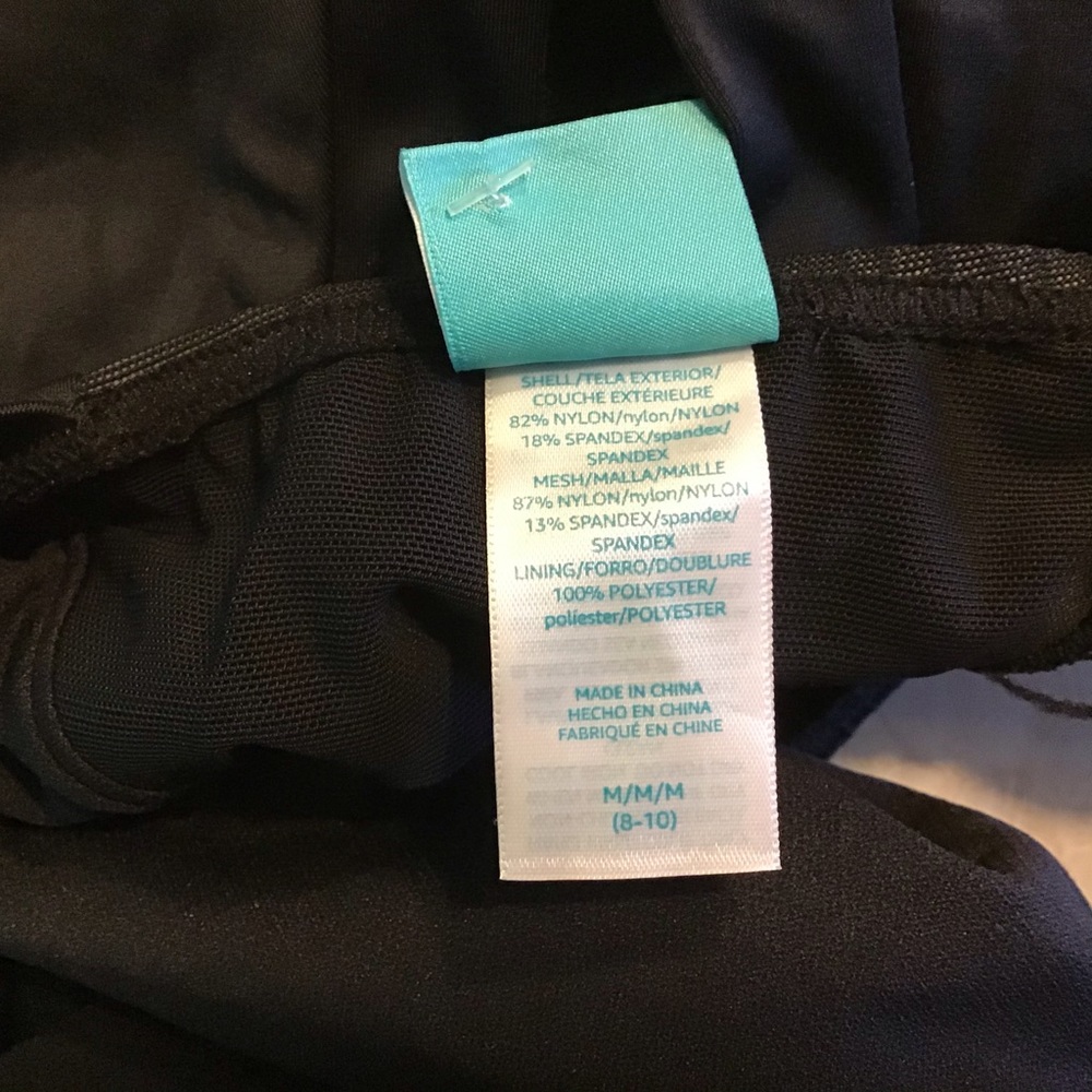 Coastal Blue Black Mesh Side Swimsuit Low Cut Back One Piece Size Medium - Picture 6 of 7